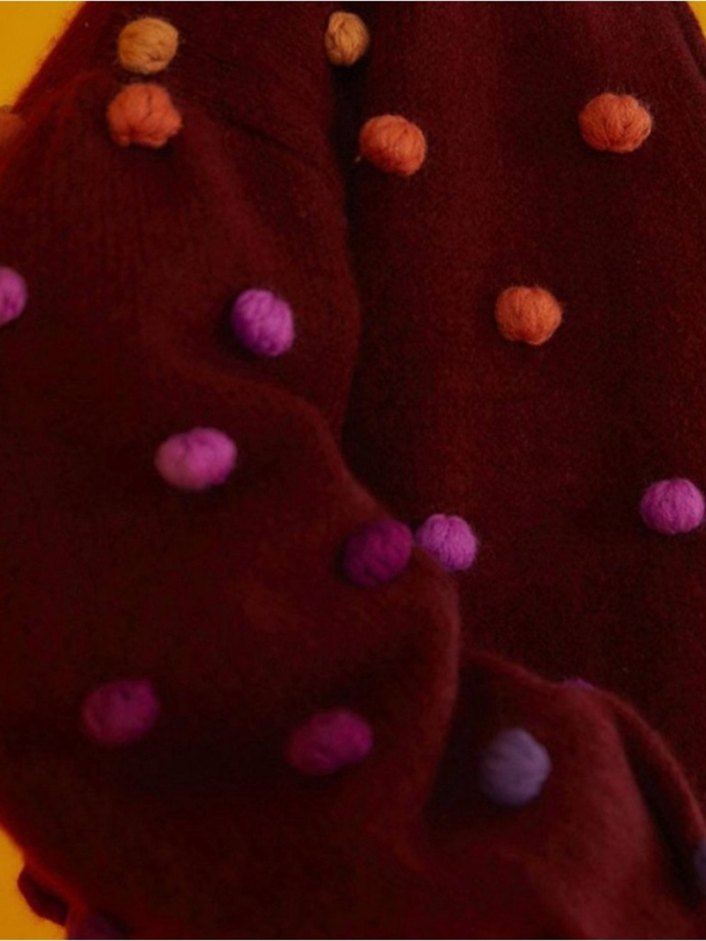 FARM Rio Burgundy Pom-Pom Teddy Jacket with Multicolor Accents - Picture 4 of 4